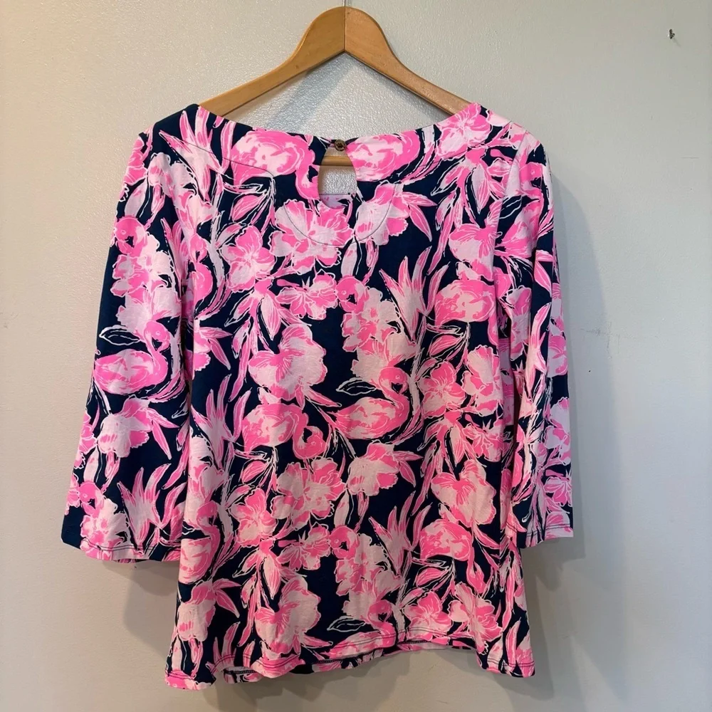 Lilly Pulitzer Floral Waverly Floral 3/4 Top Women’s Size Medium